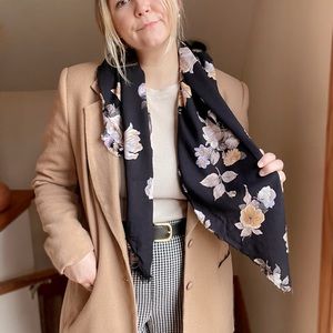 Vintage large floral cotton square scarf granny head neck scarf winter fall gift